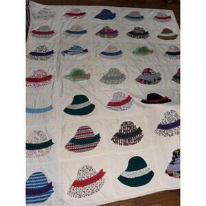 Vintage Homemade Ladies Hat Quilt- Has Callouts